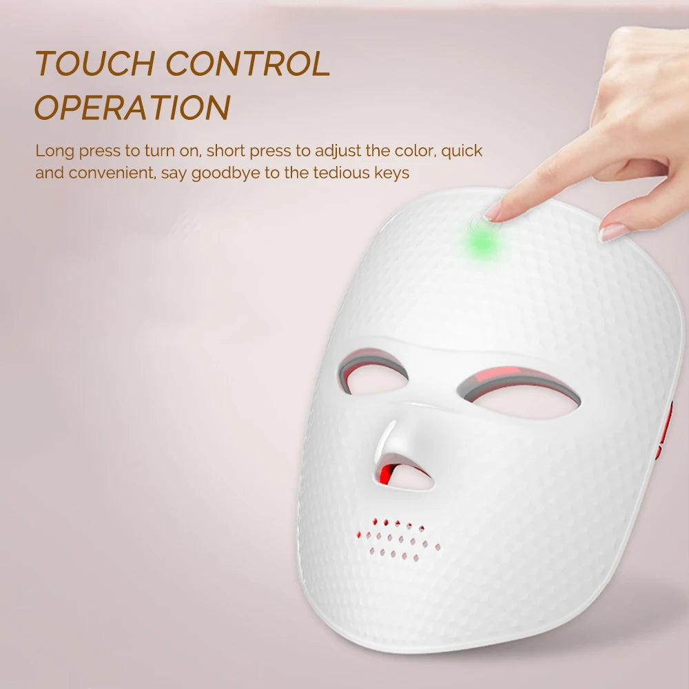 Masque LED sans fil 7 couleurs masque facial LED Photon peau raffermissant Anti-âge rajeunissement masque de beauté Machine