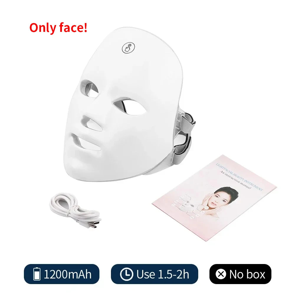 Masque LED sans fil 7 couleurs masque facial LED Photon peau raffermissant Anti-âge rajeunissement masque de beauté Machine